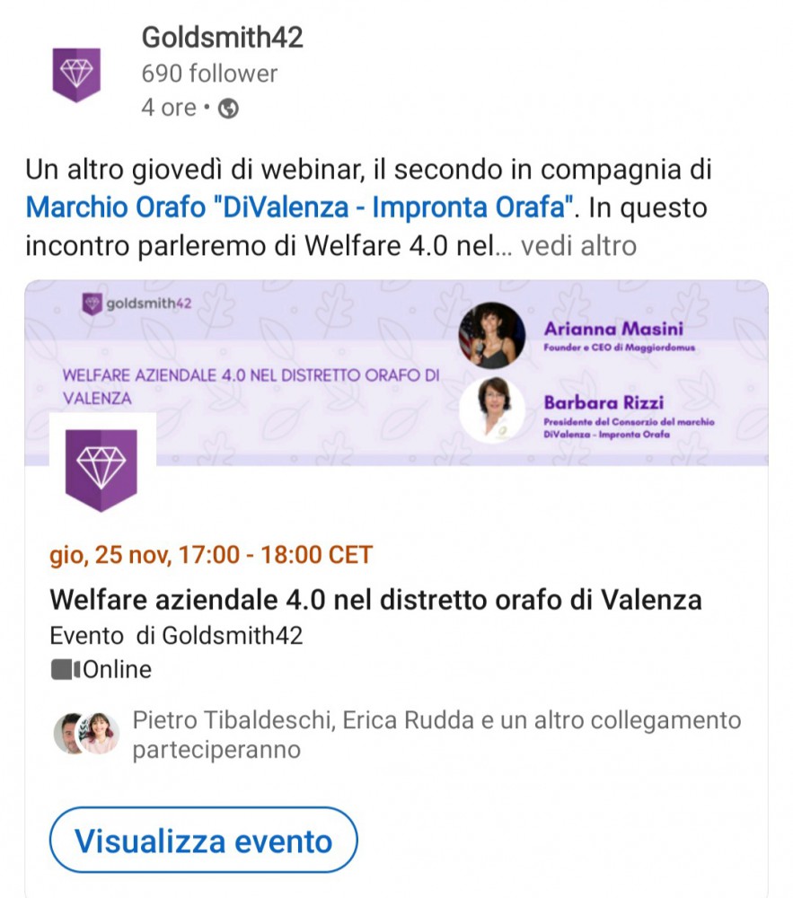 Webinar: Welfare aziendale 4.0 nel distretto orafo di Valenza